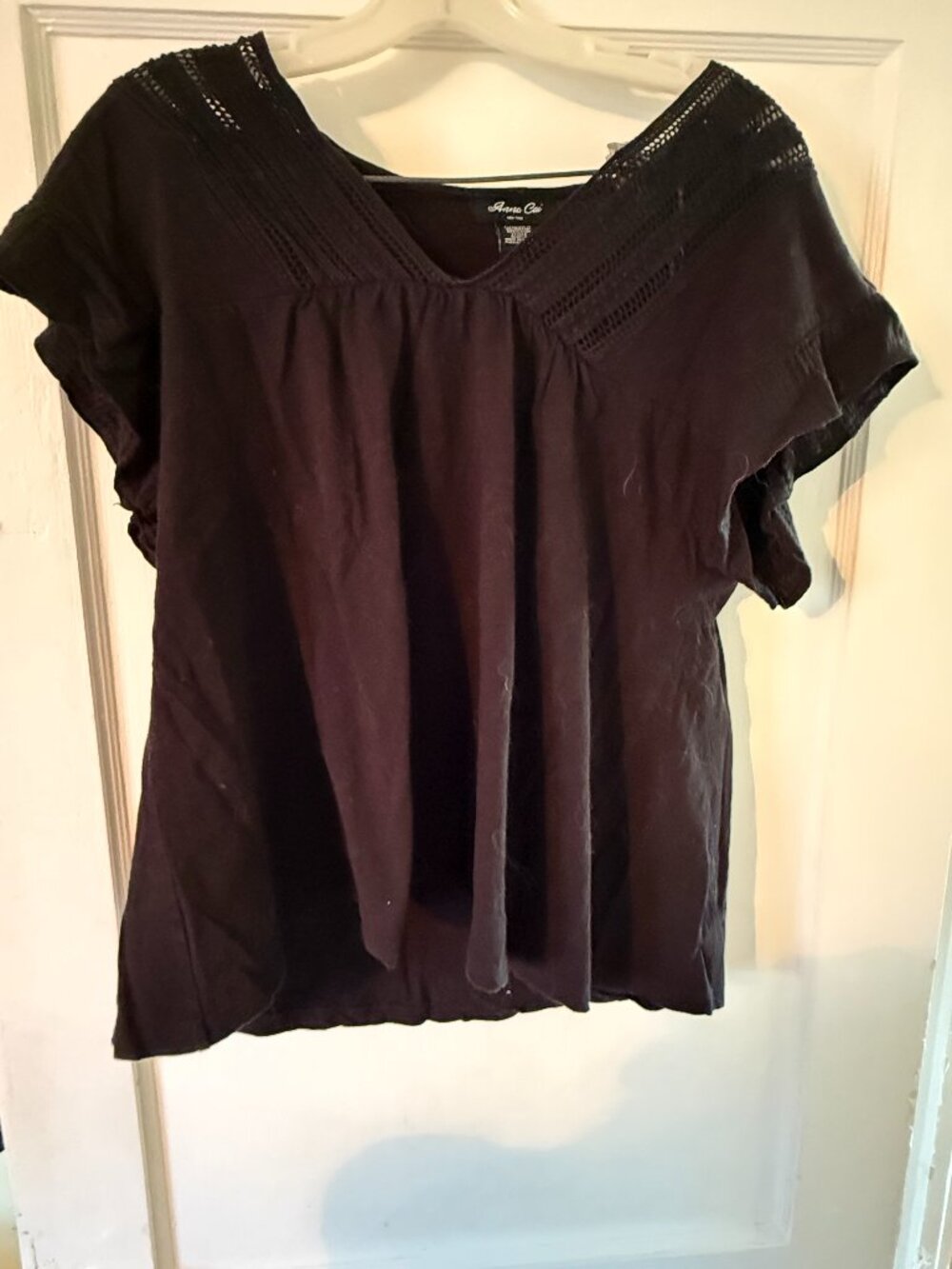 Anna Cai Black Knit Top Size Large